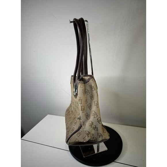 Vintage Dooney And Bourke Tan & Brown Satchel Bag With Signature Logo - Picture 5 of 11